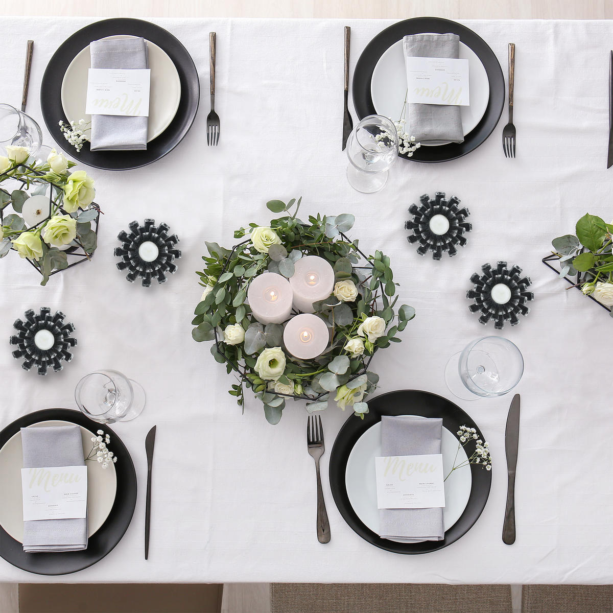 2xTEELICHTHALTER - Silberfarben, Metall (6cm) - Relaxdays