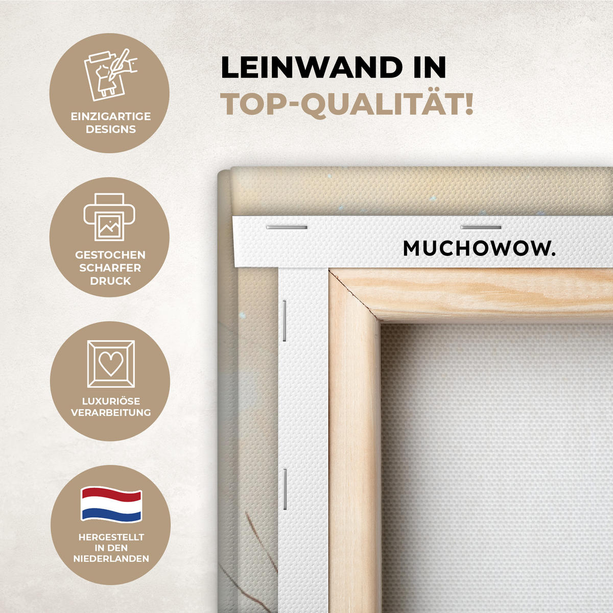 LEINWANDBILD Weihnachten - Zuhause - Winter - Schnee Deko Groß 90x140 cm - Creme, Textil (90/140cm) - MuchoWow