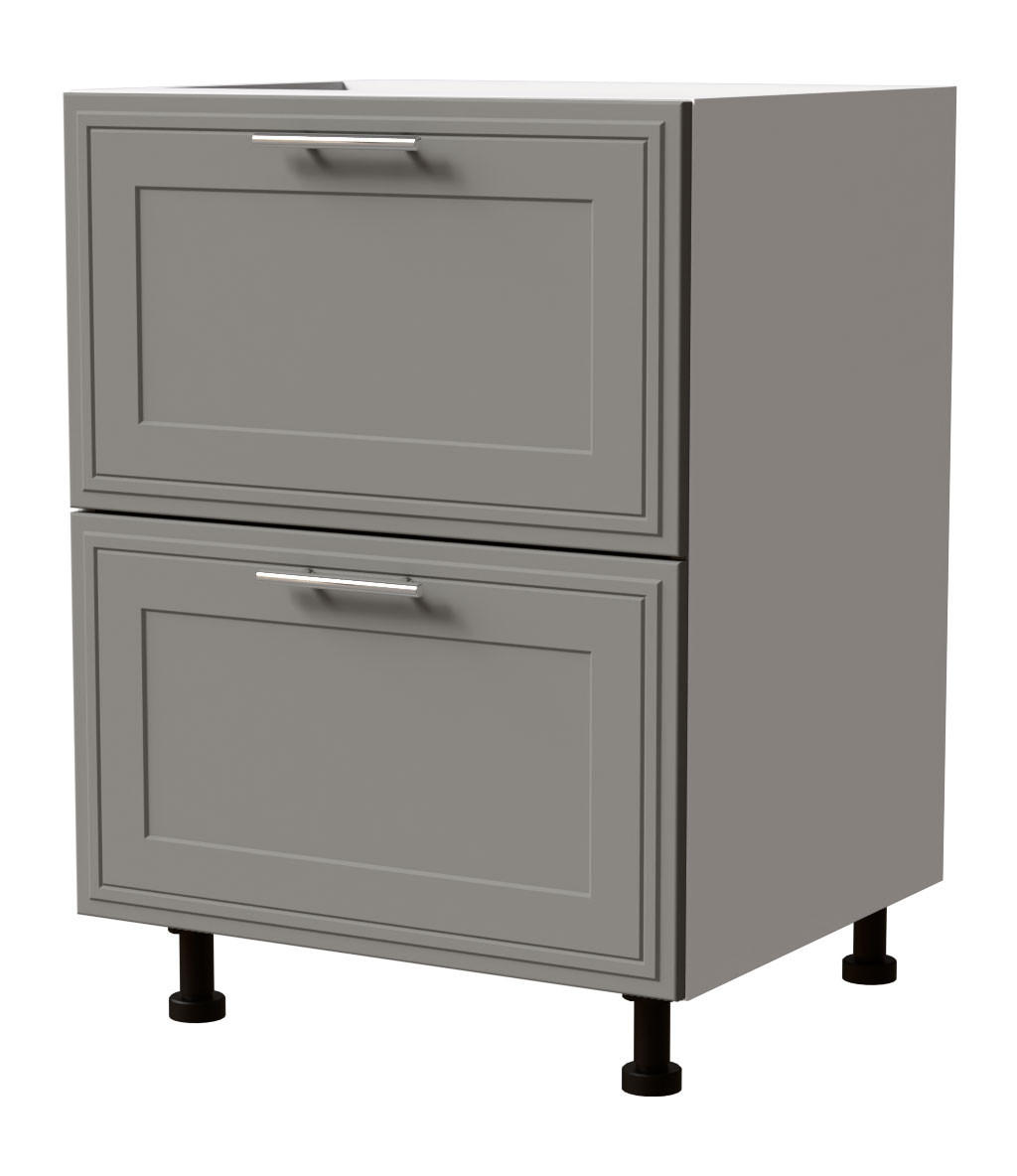 SCHUBLADENUNTERSCHRANK Salo D2/60 Weiß / Dust Grey Matt 60 / 50 / 82cm - REJS Vollauszug - Weiß/Grau, Holz/Holzwerkstoff (60/82/50cm) - Feldmann-Wohnen