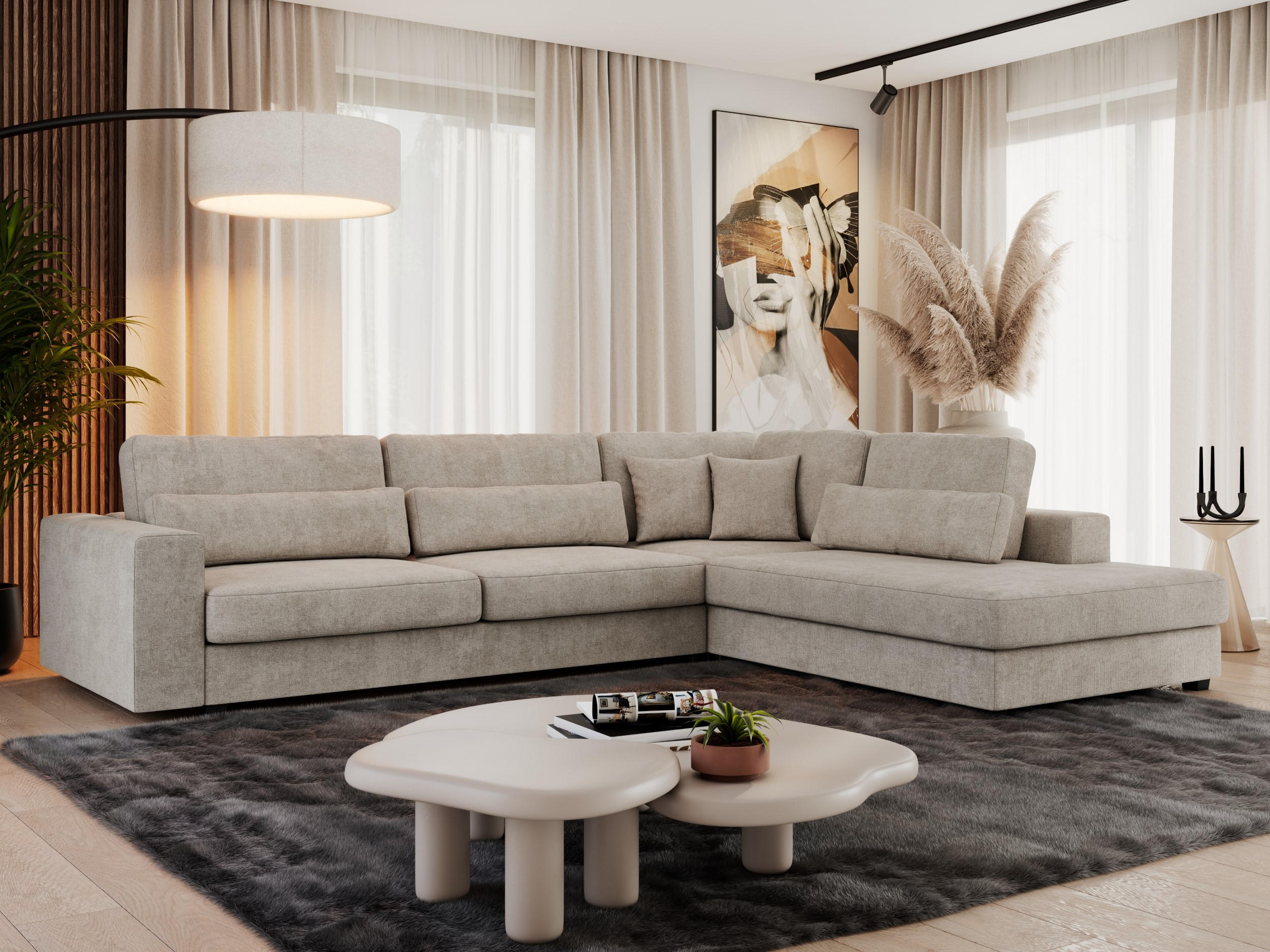 Thumbnail - MKS Ecksofa, Beige, Textil, 3-Sitzer, L-Form,L-Form, 316x249 cm, Oeko-Tex®, Wohnzimmer, Sofas & Couches, Wohnlandschafte...