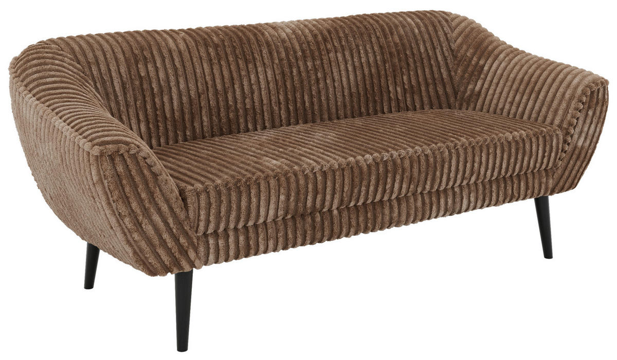 3-SITZER-SOFA PIRS - Braun Cord - Schwarze Beine - Schwarz/Braun, Holzwerkstoff/Textil (180/75/74cm) - MKS