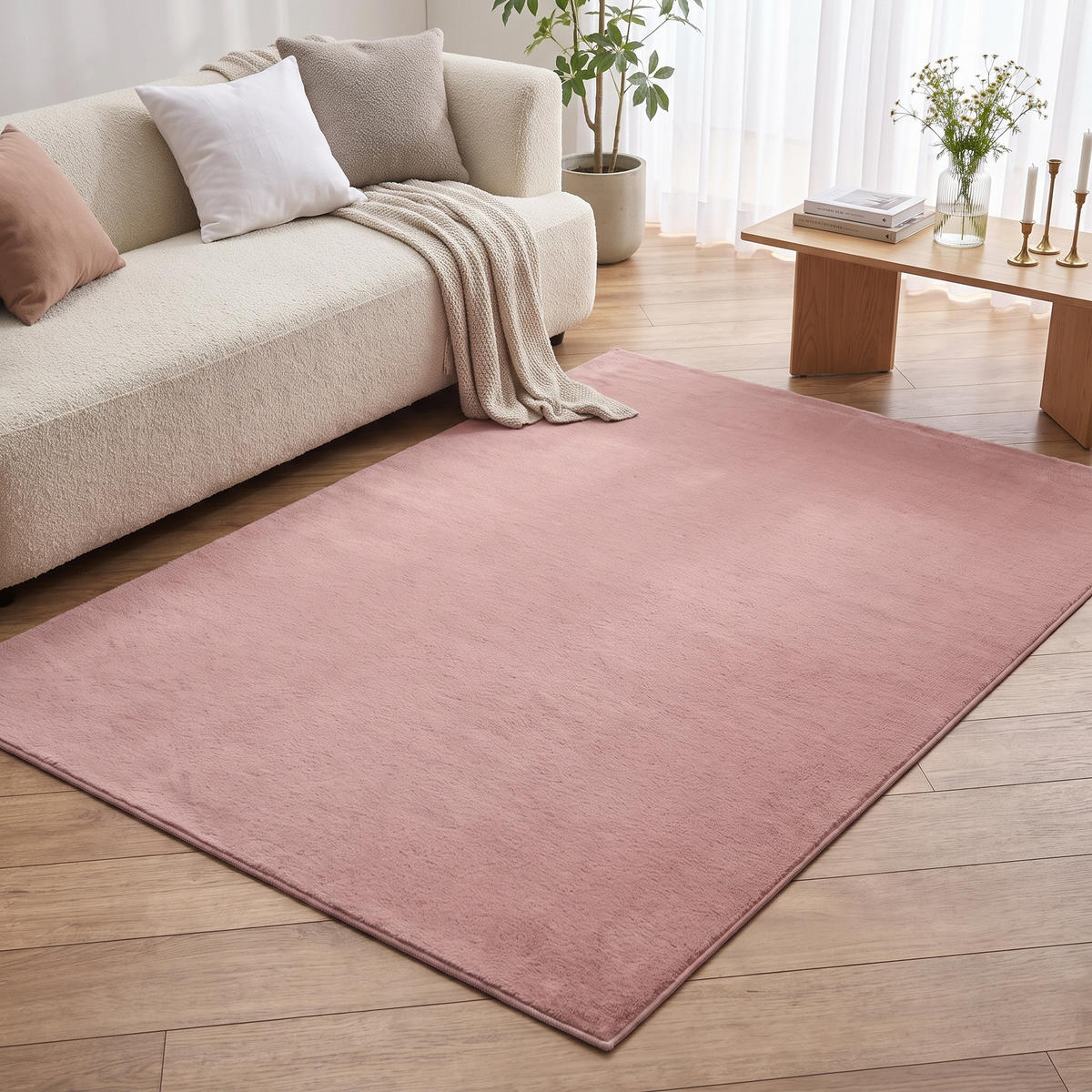 KURZFLORTEPPICH LUMI rosa kuschelweich waschbar 80/150 cm - Rosa, Textil (80/150cm) - Tapiso