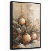 LEINWAND Bilder mit Rahmen - Weihnachten - Kugeln - Beige - Gold - 20x30 - Goldfarben, Textil (20/30cm) - MuchoWow