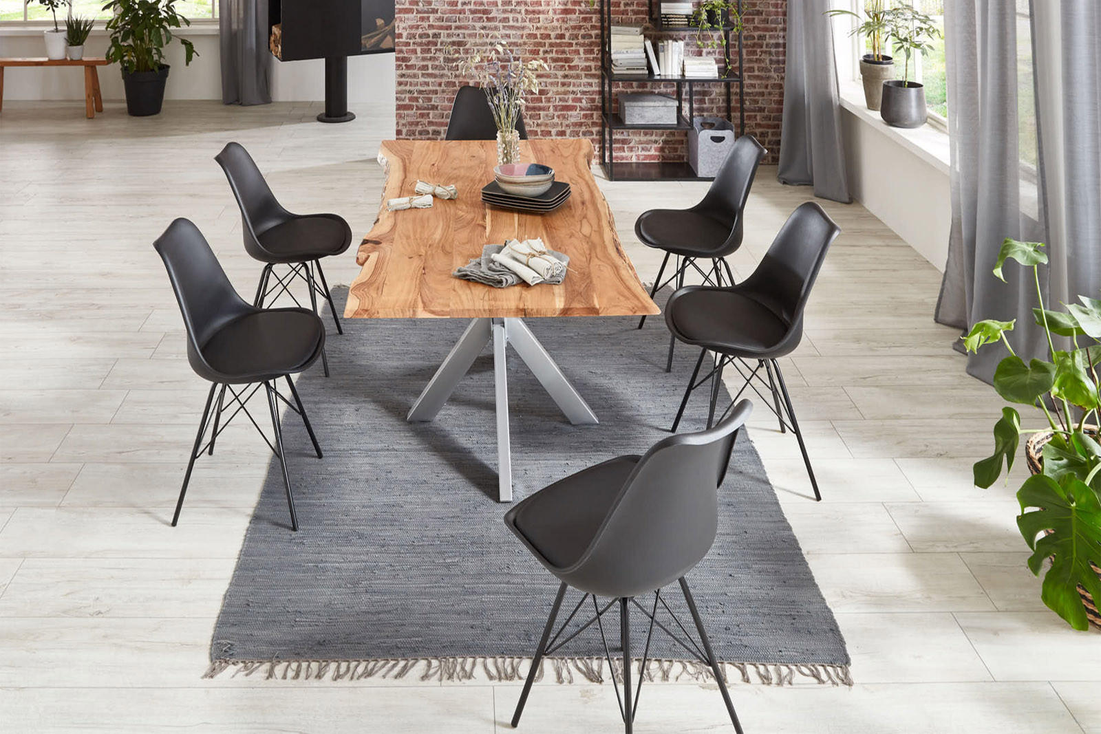 ESSTISCH HELENE - Beige/Silberfarben, Holz/Metall (85/160/77cm) - SAM