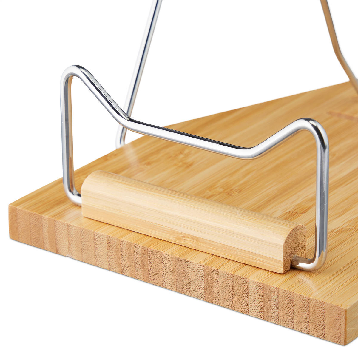 STOJAN na knihy - svetlohnedá, kov/drevo (19.5/20.5/23.5cm) - Relaxdays