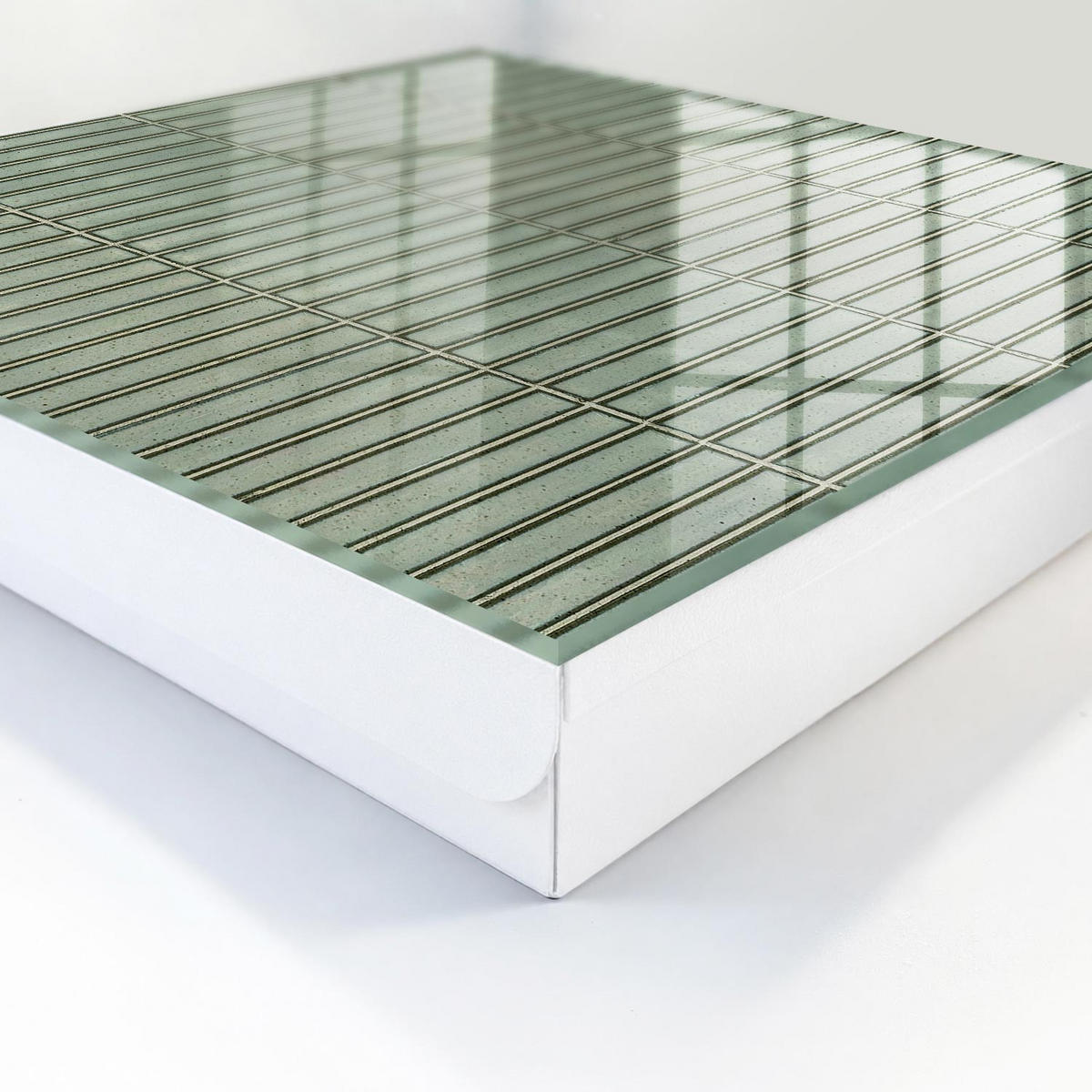 SCHLÜSSELBOX Weiß 30x30 cm – Türöffnung nach rechts - Grünes Muster - Grün, Metall (30/30/5cm) - TULUP