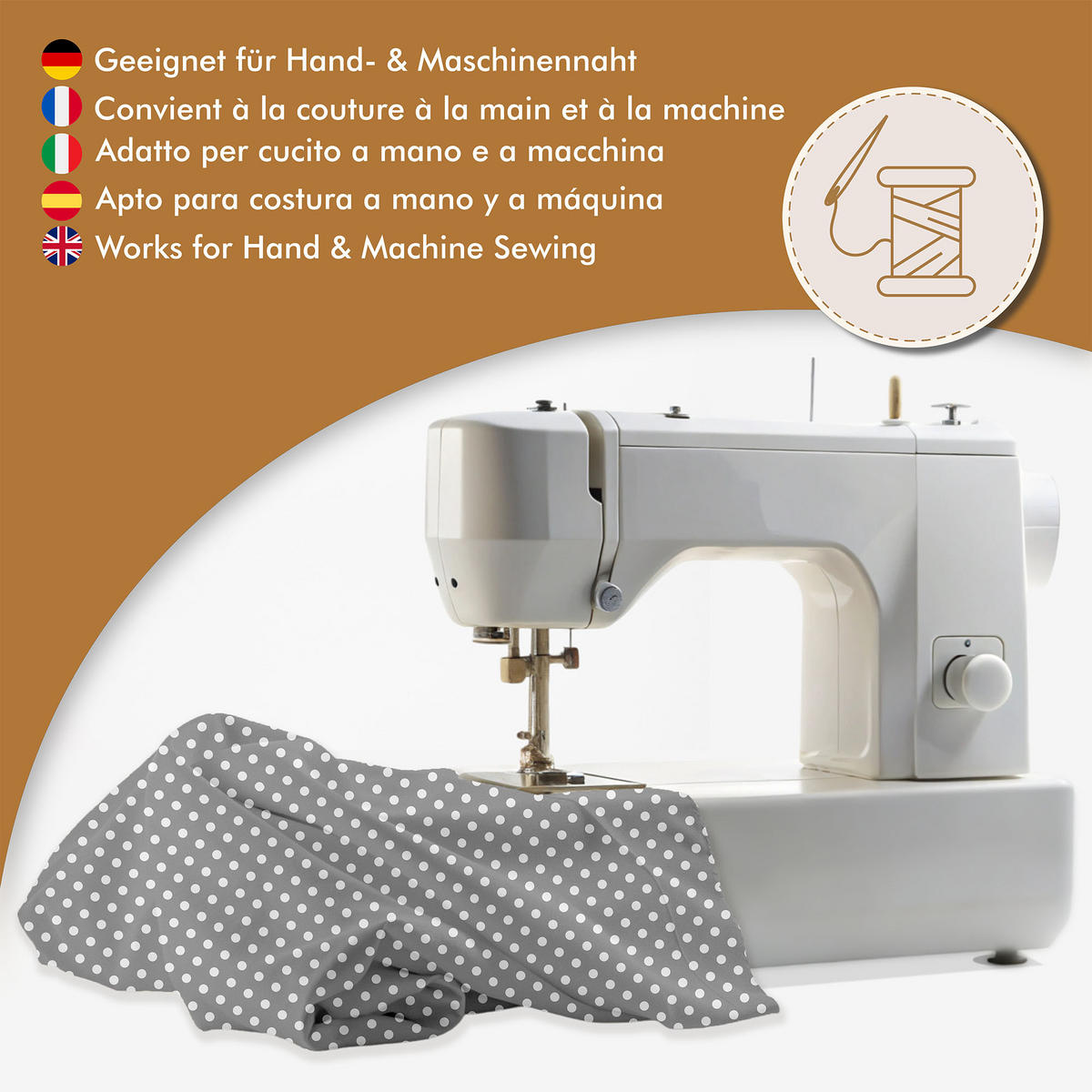 BAUMWOLLSTOFF Balls 160 cm breit, 145 g/m², grau mit weißen Punkten, weiche Canvas-Qualität - Grau, Textil (160/100cm) - Dreamroots