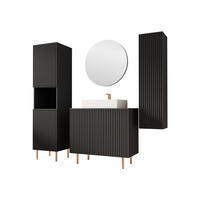 BADMÖBEL-SET Nubia V - Goldfarben/Schwarz, Holzwerkstoff/Metall (87/79/45cm) - MIRJAN24