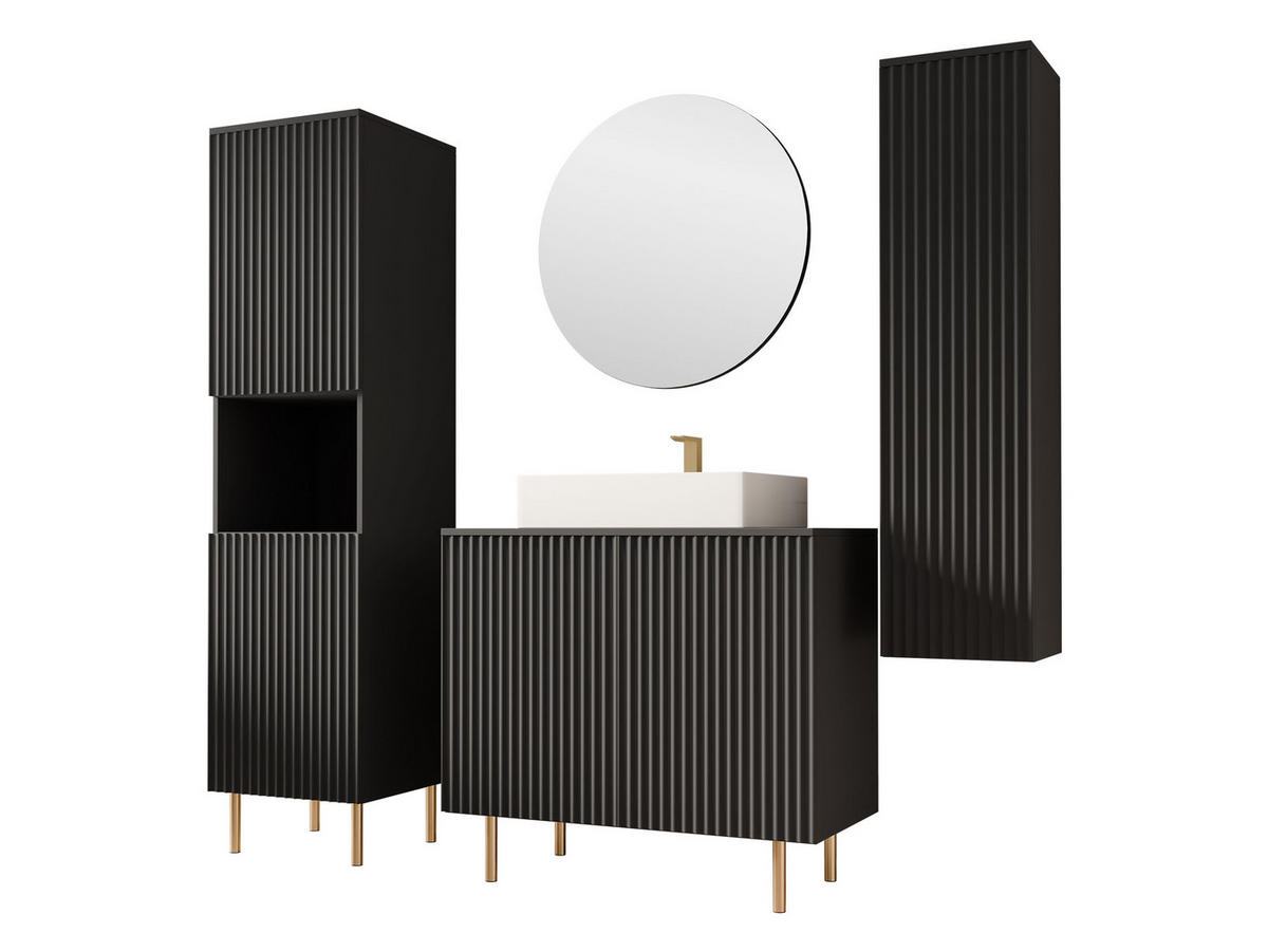 BADMÖBEL-SET Nubia V - Goldfarben/Schwarz, Holzwerkstoff/Metall (87/79/45cm) - MIRJAN24