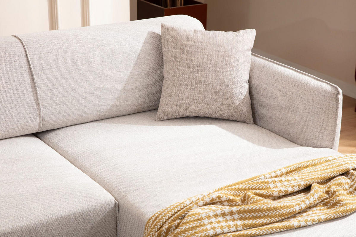 ECKSOFA mit verstellbarer Rückenlehne - Beige/Schwarz, Holz/Kunststoff (140/270cm) - myHomelando
