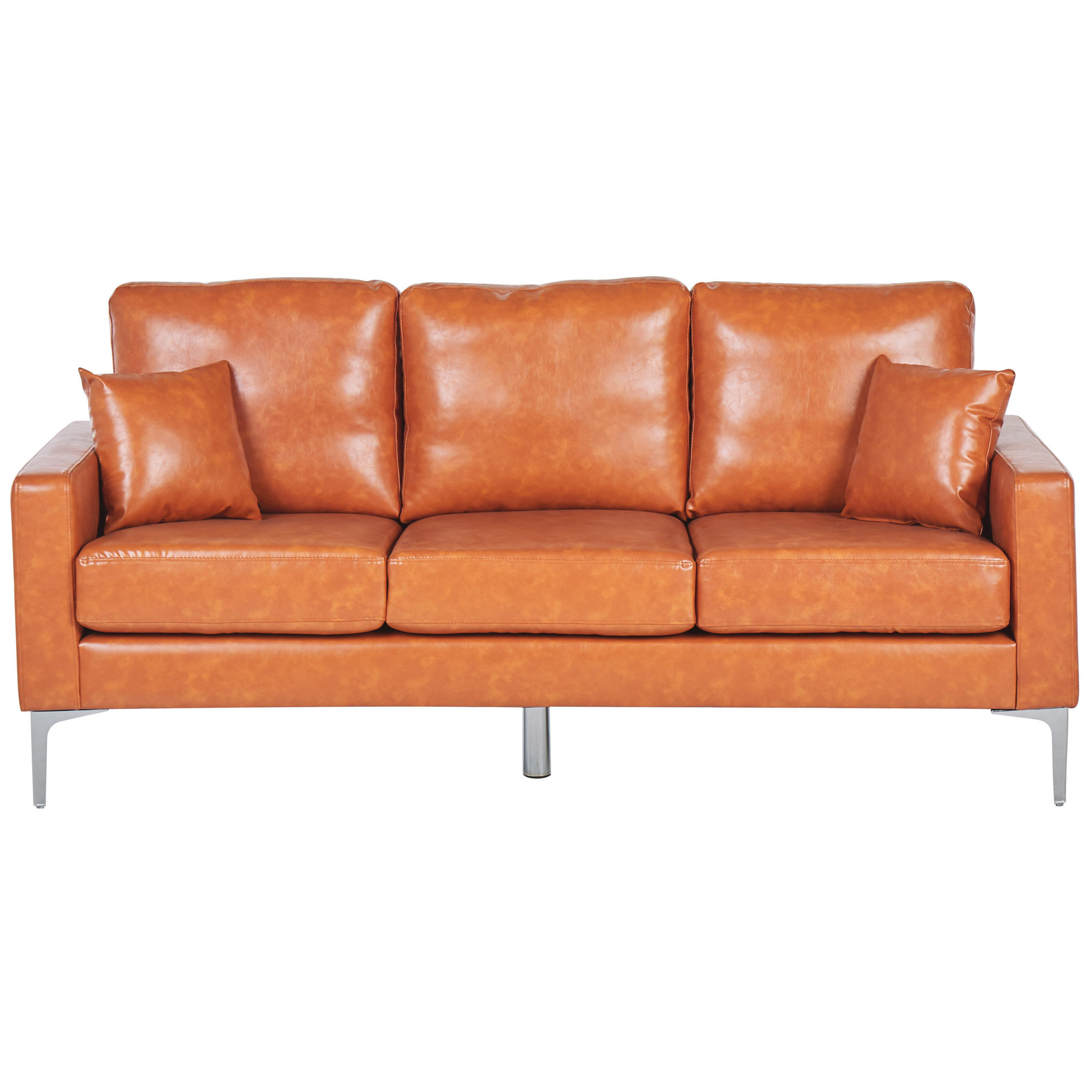 3-SITZER-SOFA Kunstleder Braun Gavle - Goldfarben, Textil (183/83/78cm) - Beliani