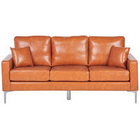 3-SITZER-SOFA Kunstleder Braun Gavle - Goldfarben, Textil (183/83/78cm) - Beliani