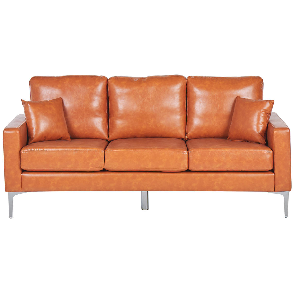 3-SITZER-SOFA Kunstleder Braun Gavle - Goldfarben, Textil (183/83/78cm) - Beliani