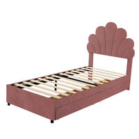 POLSTERBETT 90/200 cm Rosa aus Samt mit 2 Schubladen - Dunkelrosa, Textil (90/200cm) - OKMYHOME