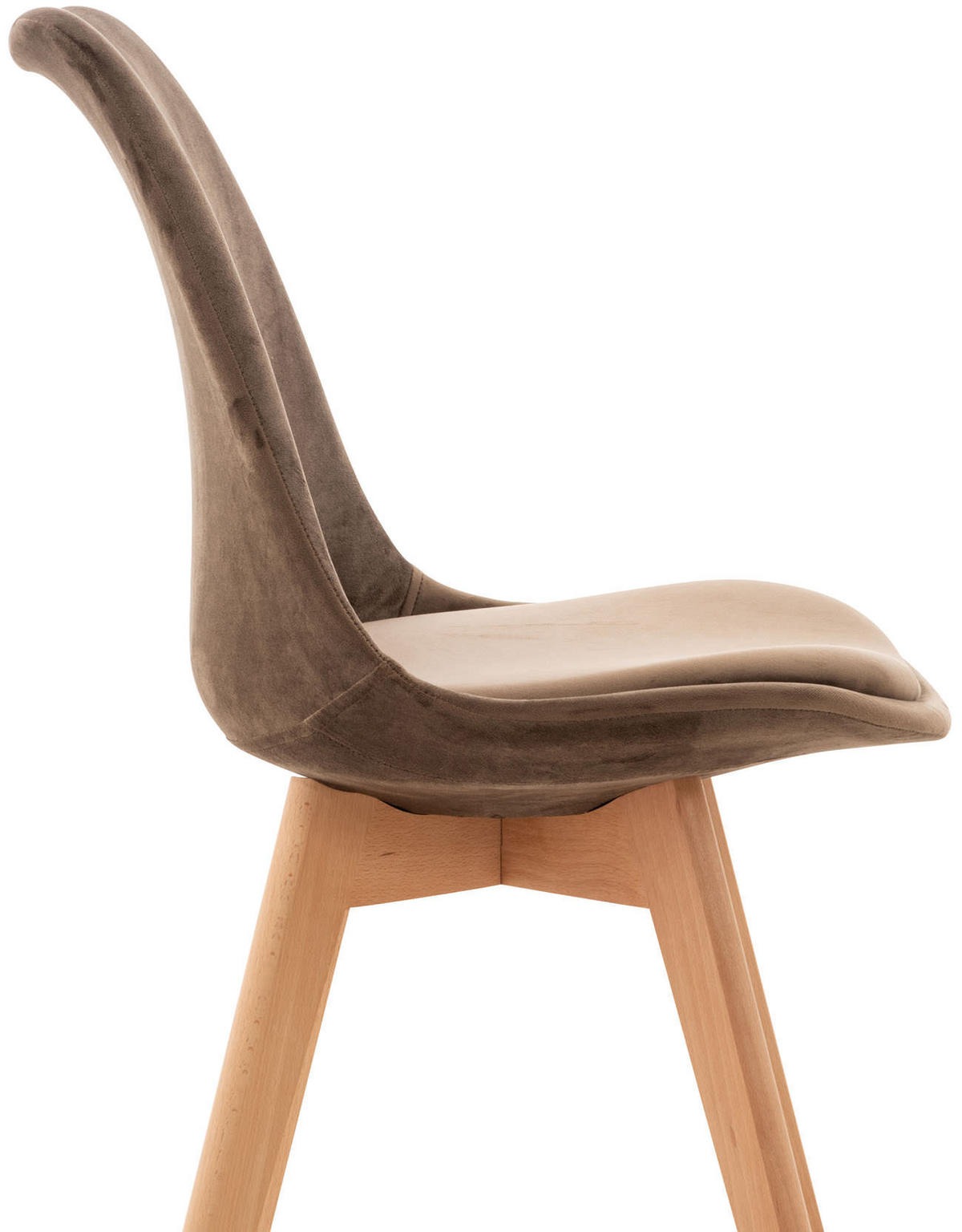 STUHL 4er Set Samt dunkelbraun - Eukalyptusholzfarben/Dunkelbraun, Holz/Textil (49/83/50cm) - CLP