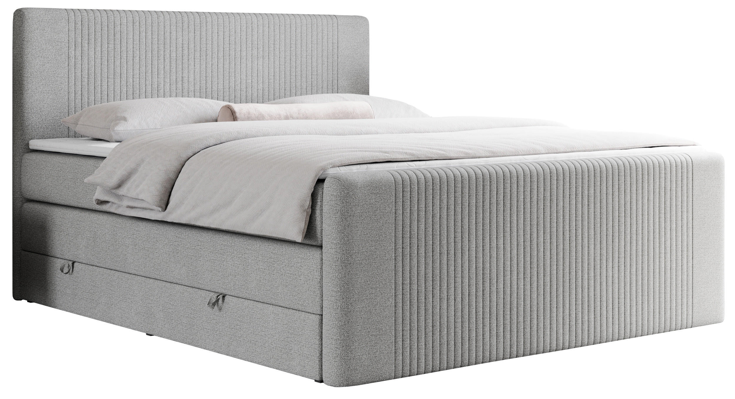 BOXSPRINGBETT KING DOREN 140/200 Hellgrau Struktur - H3 - Hellgrau, Holz/Textil (140/200cm) - MKS
