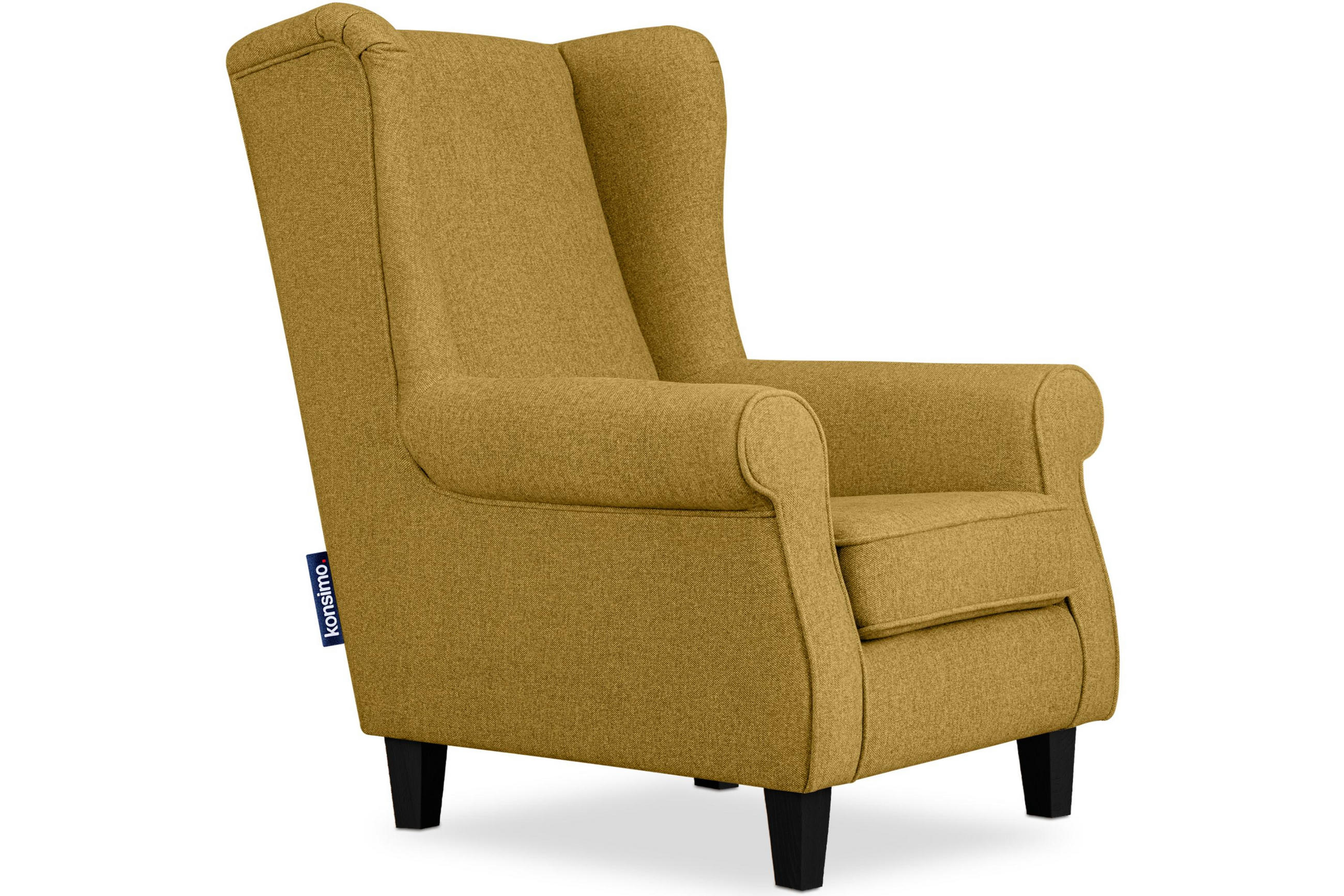 OHRENSESSEL MILES Masivholzbeine schwarz, honigfarben - Honig, Holzwerkstoff/Buchenholz (82/105/97cm) - KONSIMO®