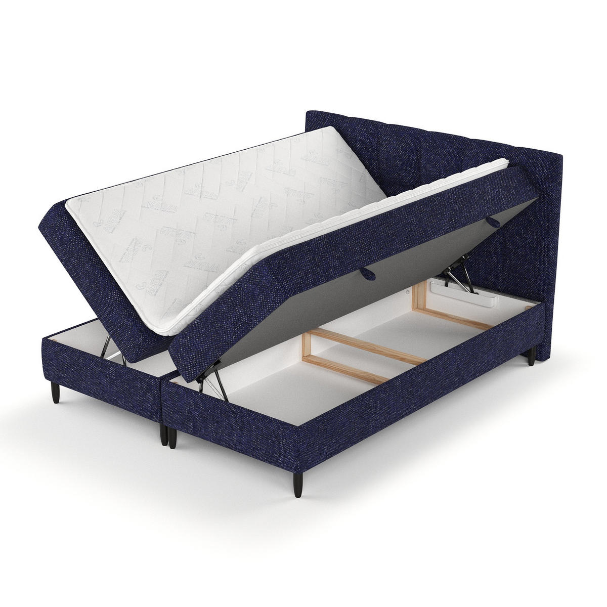BOXBETT Arlette Marineblau 140/200 cm - Schwarz/Dunkelblau, Holz/Holzwerkstoff (140/200cm) - Maison de Reve