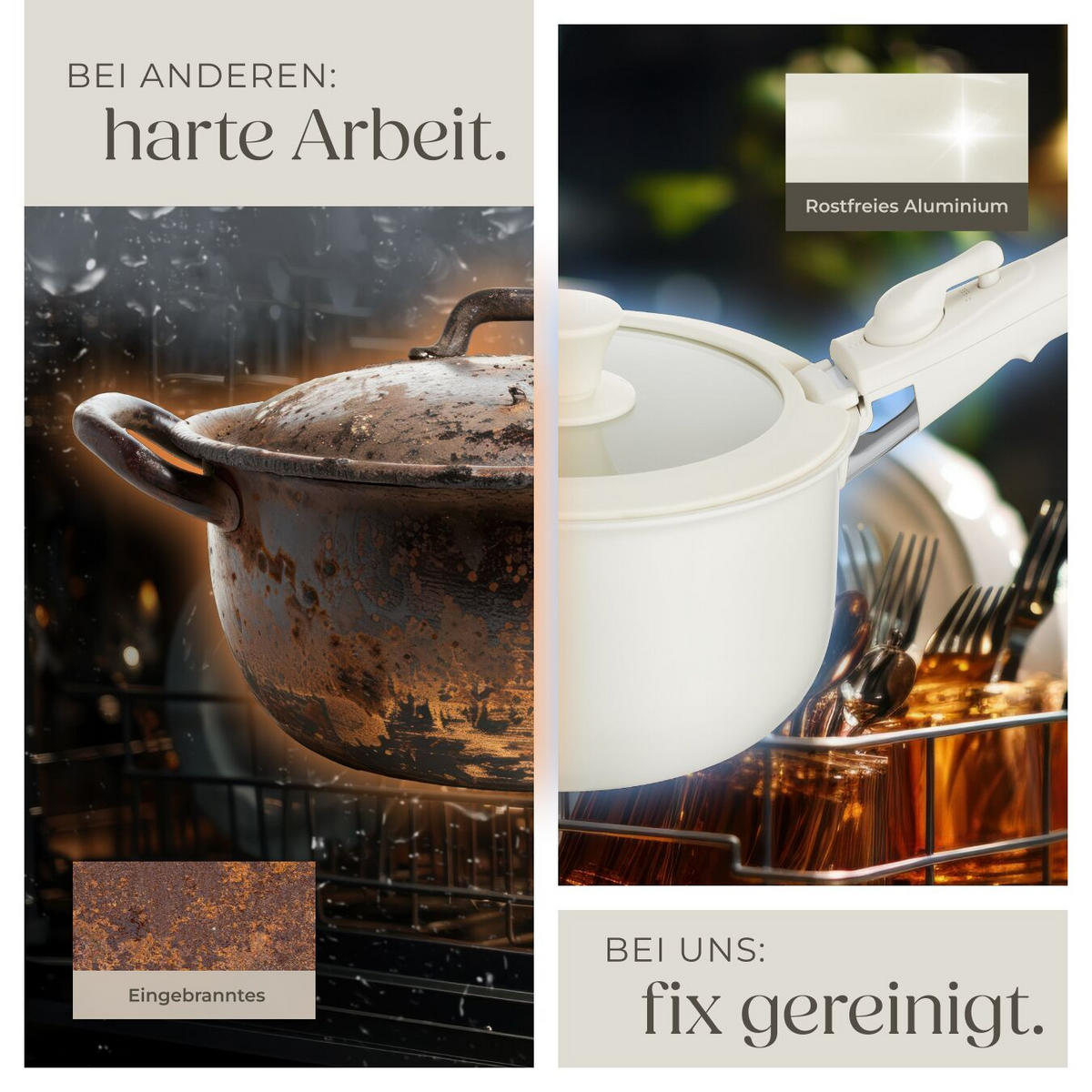 KOCHTOPFSET Genua,2 Küchenwerkzeuge und 3 Topfschoner aus Filz,weiß - Weiß, Metall - tectake