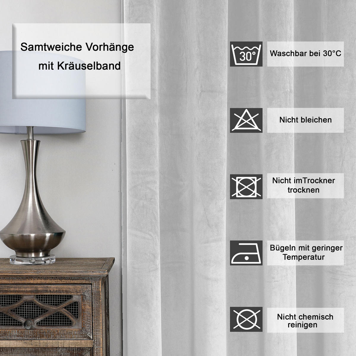 VORHANG Kräuselband Samt 140/175 cm Weiß - Weiß, Textil (140/175/175cm) - TiborTex