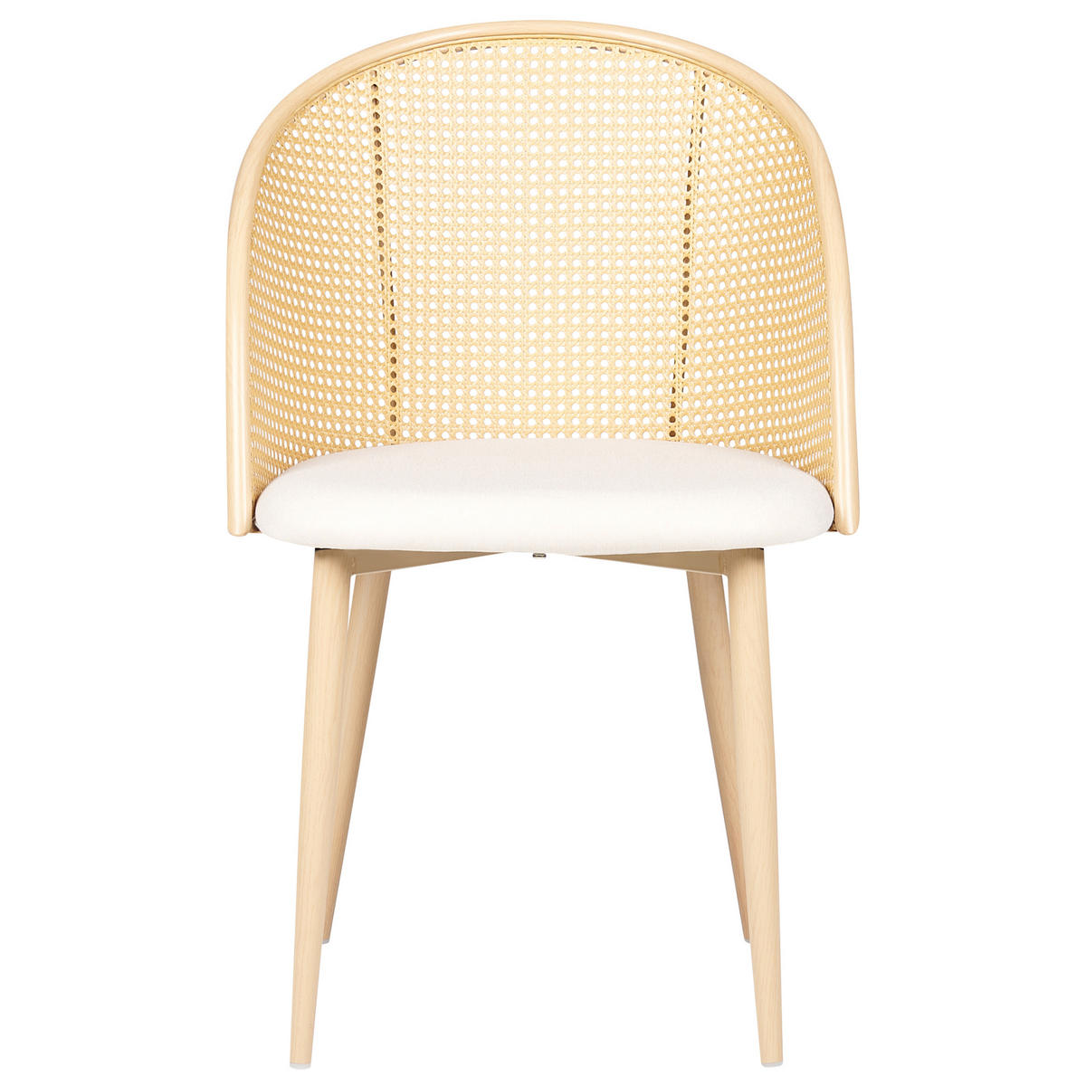 ESSZIMMERSTUHL 2er-Set Metall heller Holzfarbton/beige Cornell - Hellbraun/Beige, Metall (52/83/46cm) - Beliani