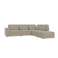 ECKSOFA modularer Leox Beige Samt-Stoff - Beige/Schwarz, Kunststoff/Textil (305/281cm) - S-Style Möbel