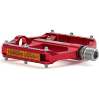 FAHRRADPEDALE 9/16 Zoll CNC Aluminium Rot mit Reflektoren - Rot, Metall (9.8/3/11.7cm)