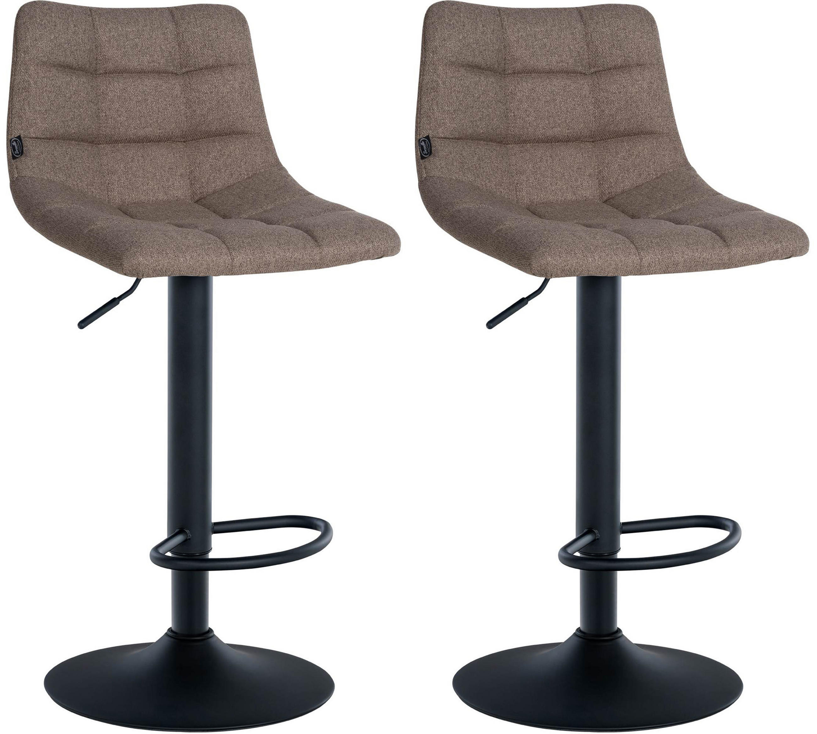 BARHOCKER 2er Set James Stoff schwarz taupe - Schwarz/Grau, Textil/Metall (43/108.5/46.5cm) - TPFLiving