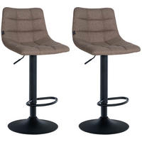 BARHOCKER 2er Set James Stoff schwarz taupe - Schwarz/Grau, Textil/Metall (43/108.5/46.5cm) - TPFLiving