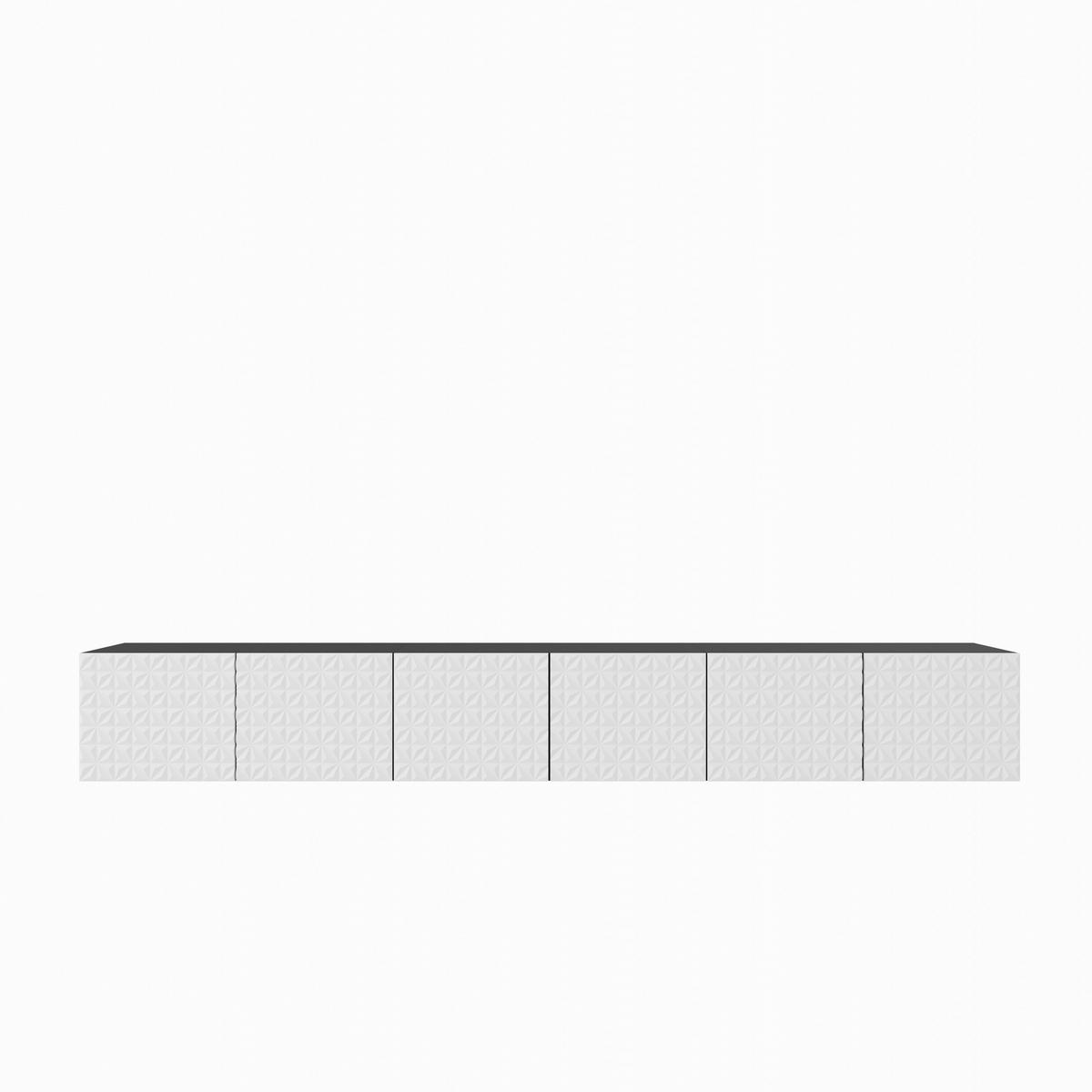 TV-SCHRANK Cali 300 cm, sechstürig, schwarz, weiß - Schwarz/Weiß, Kunststoff (300/41/40cm) - Margaret Hadas24