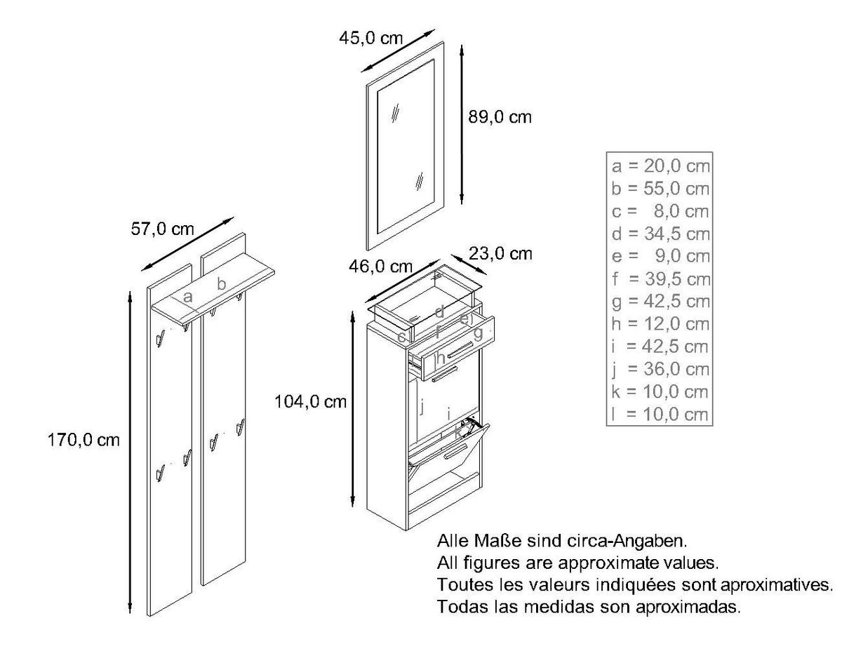 GARDEROBE Loret Front in Weiß matt - Weiß, Holzwerkstoff (140/200/23cm) - Vladon