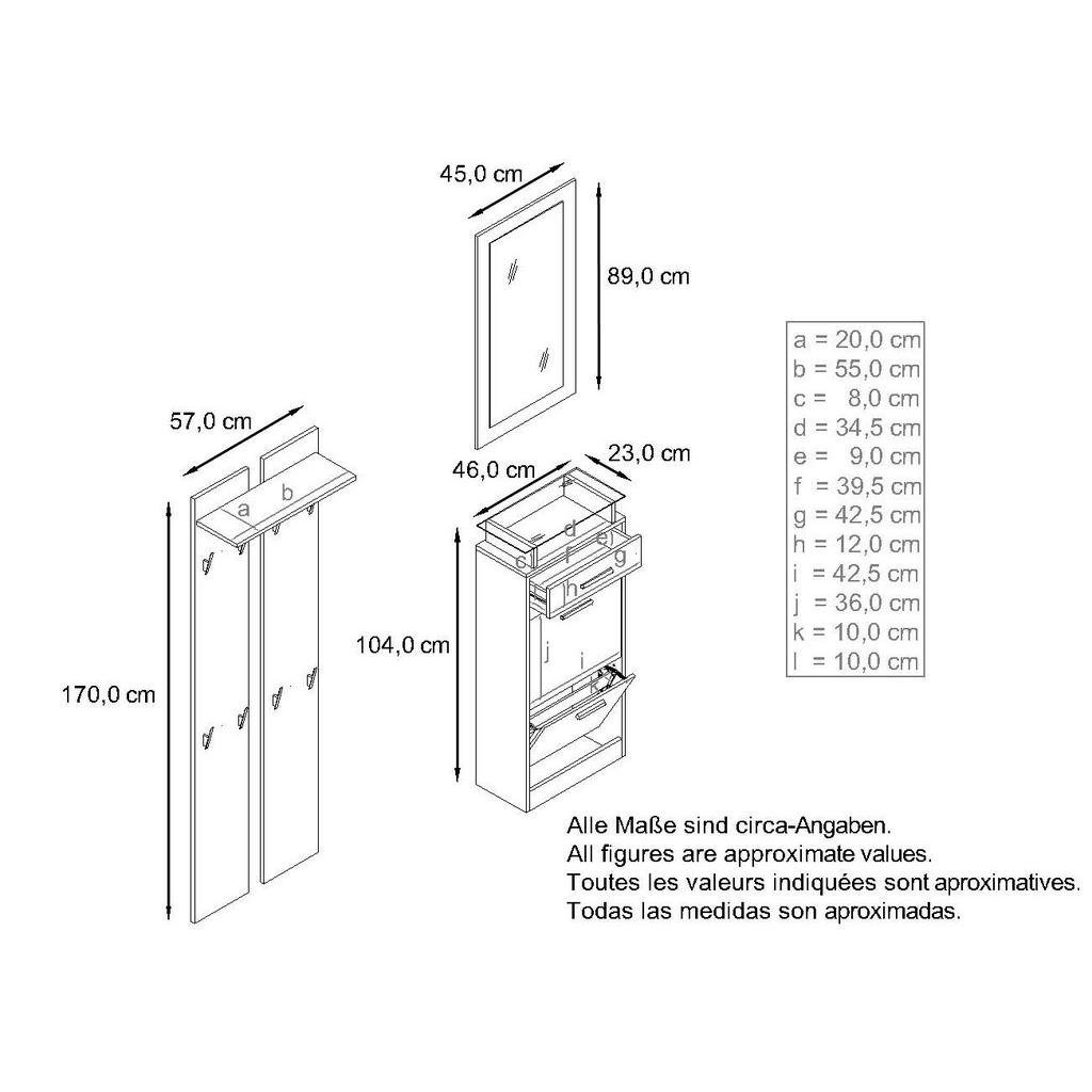 Thumbnail - Vladon Garderobe, Creme, Holzwerkstoff, 140x200x23 cm, Garderobe, Garderoben-Sets & Serien, Garderoben-Sets