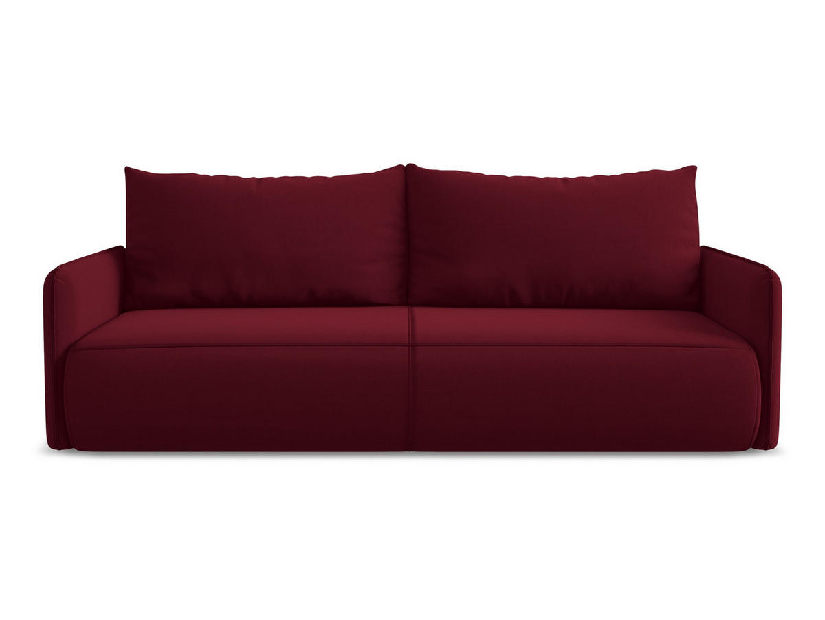 3-SITZER SOFA mit Schlaffunktion Samt Stoff Rot - Bordeaux/Rot, Kunststoff/Textil (216/86/105cm) - Makamii