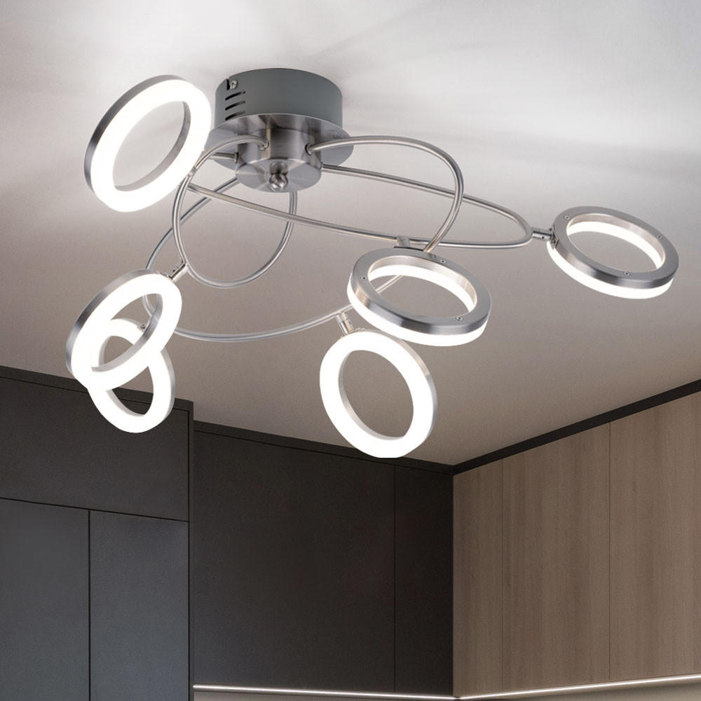 Thumbnail - Wofi Led, Silber, Glas, Metall, Kunststoff, LED integriert, 60x30x60 cm, Lampen & Leuchten, LED Beleuchtung, LED-Deckenl...