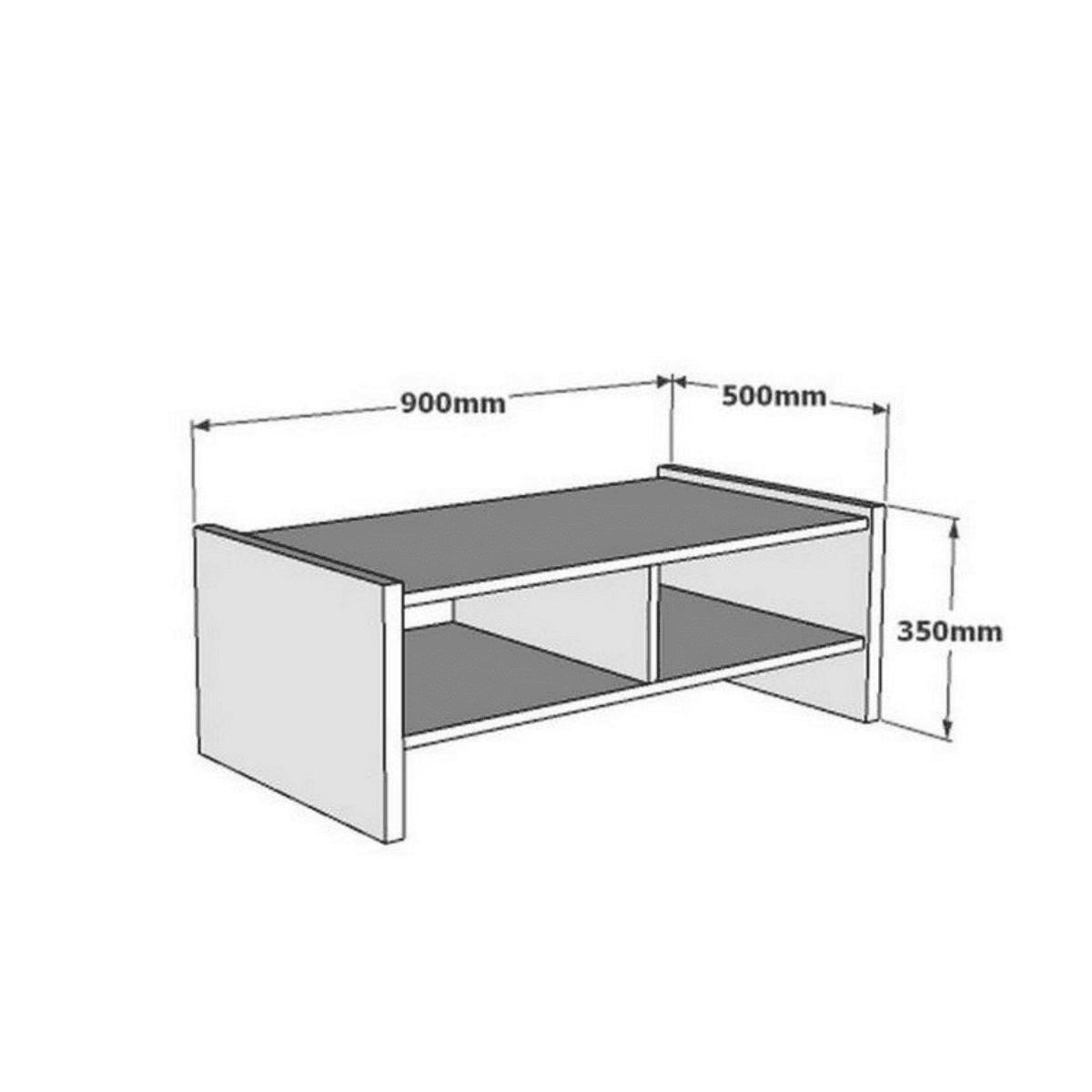 COUCHTISCH mit 2 offenen fächern, travertin-dekor - pera 90/50/35 cm - Beige, Holzwerkstoff (90/50/35cm) - Calicosy