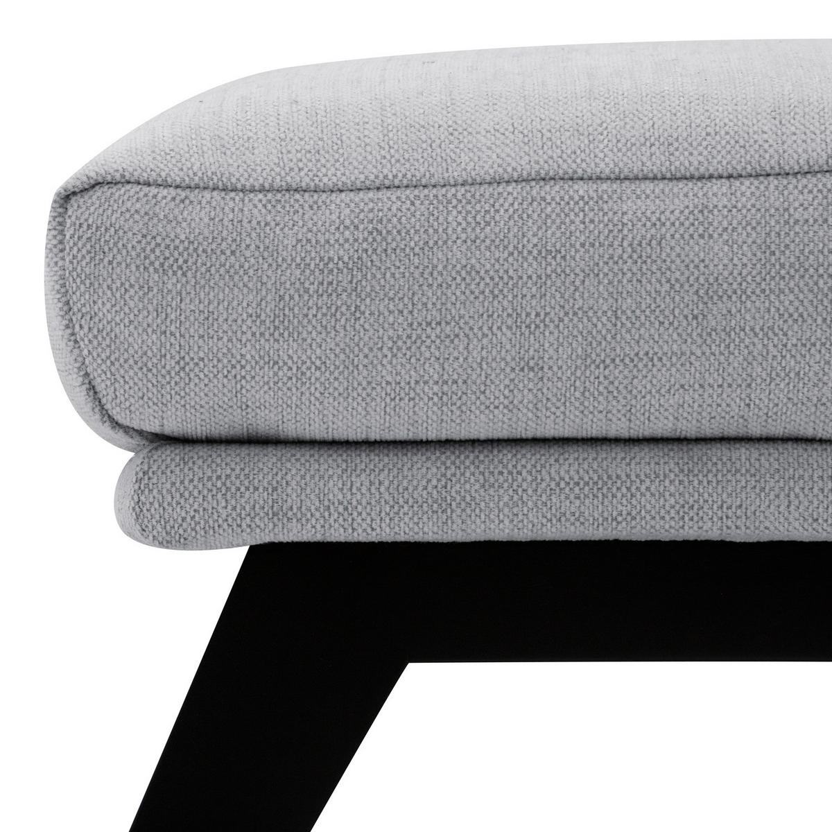 POLSTERHOCKER mit Holzfüßen - Hellgrau/Schwarz, Eichenholz/Textil (51/37/41cm) - home24