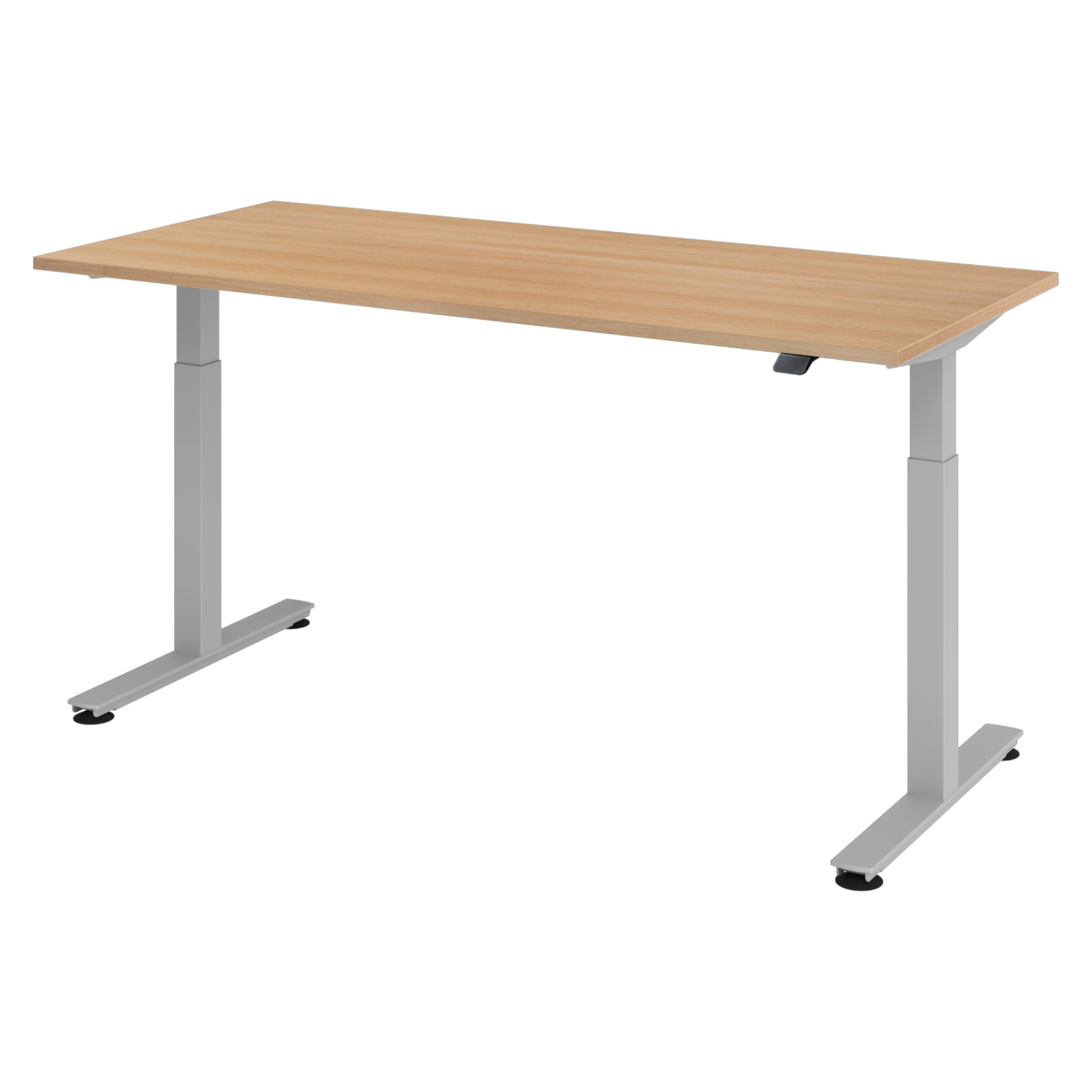 SCHREIBTISCH elektrisch XMST 80/180/74 cm in Eichefarben/Silberfarben - Eichefarben/Silberfarben, Holzwerkstoff (80/180/74cm) - bümö