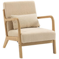ARMLEHNSTUHL DE-13332 3 Kissen & tiefe Sitzfläche Beige - Beige, Holz (78/76/61cm) - ComfortXL
