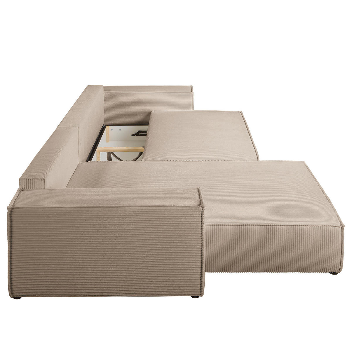 ECKSOFA mit Schlaffunktion - 290 cm - Schwarz/Cappuccino, Kunststoff/Textil (290/185cm) - home24