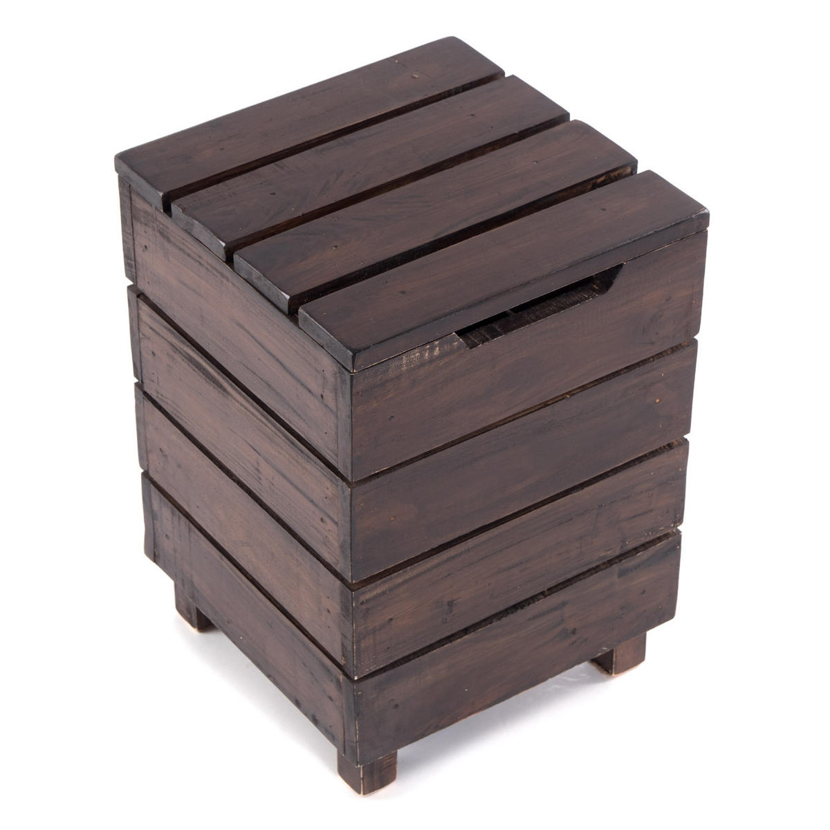 WÄSCHEKORB STORAGE 50 Massivholz, klappbarer Deckel 03 dunkelbraun - Dunkelbraun, Holz (35/50/35cm) - DESIGN DELIGHTS