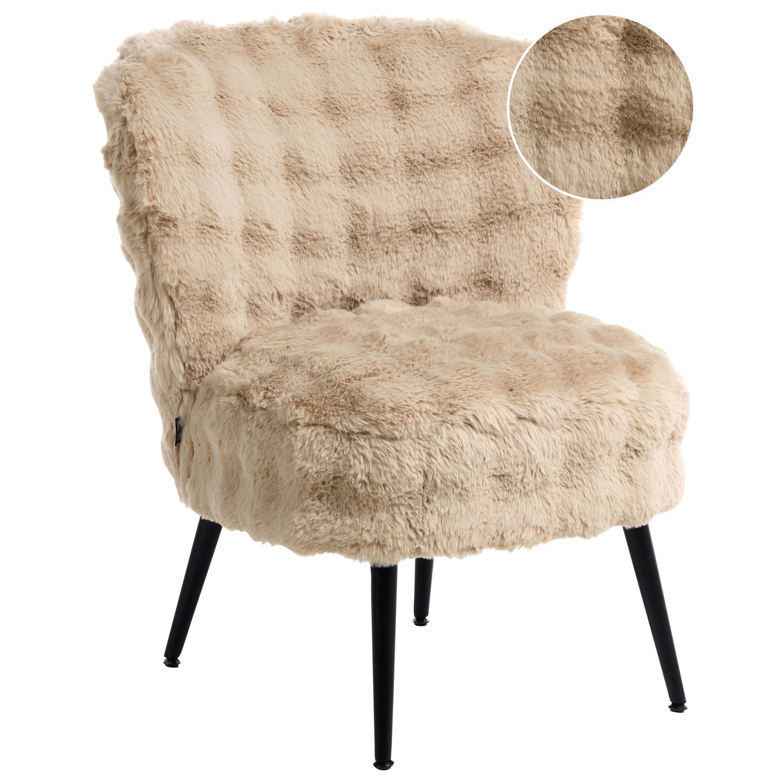 SESSEL Webpelz Beige Voss - Beige/Schwarz, Textil (60/76/52cm) - Beliani
