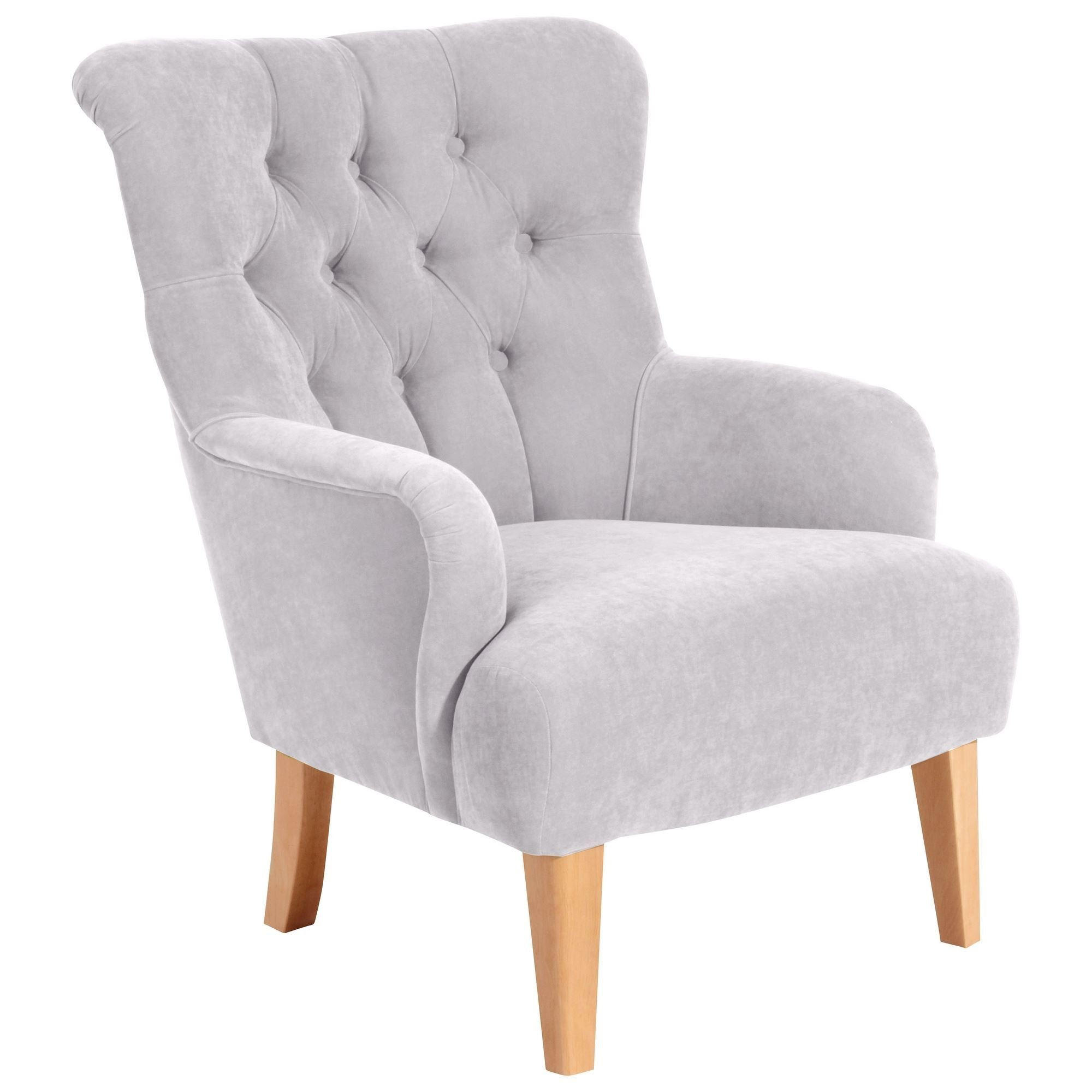 SESSEL Kaiya Bezug Veloursstoff Buche natur / silber - Hellgrau, Kunststoff (71/97/82cm) - 58aufmkessel