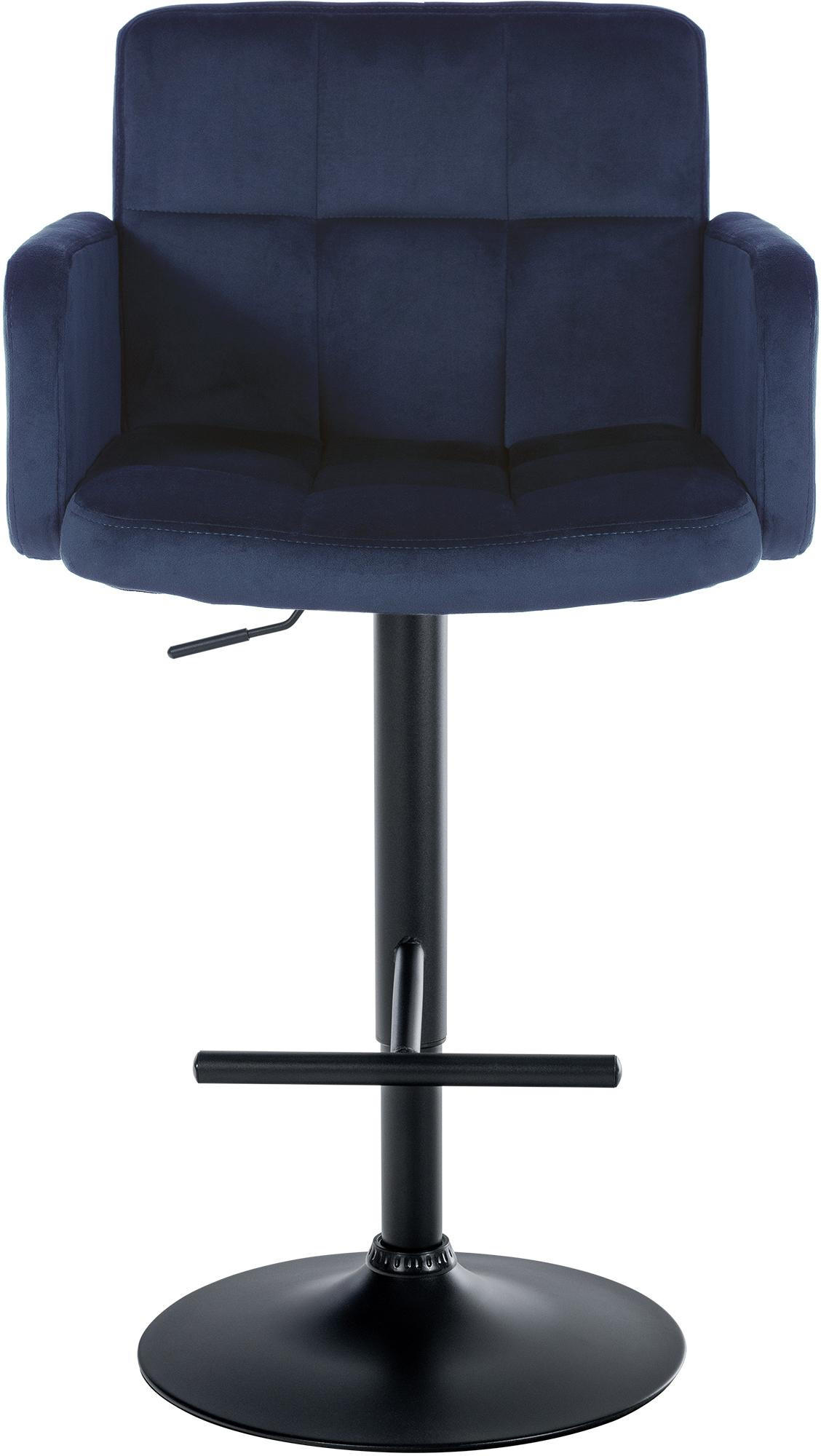 BARHOCKER 2er Set Sutun Samt Blau Schwarz - Blau, Textil/Metall (60/93/56cm) - DELUKE