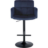 BARHOCKER 2er Set Sutun Samt Blau Schwarz - Blau, Textil/Metall (60/93/56cm) - DELUKE