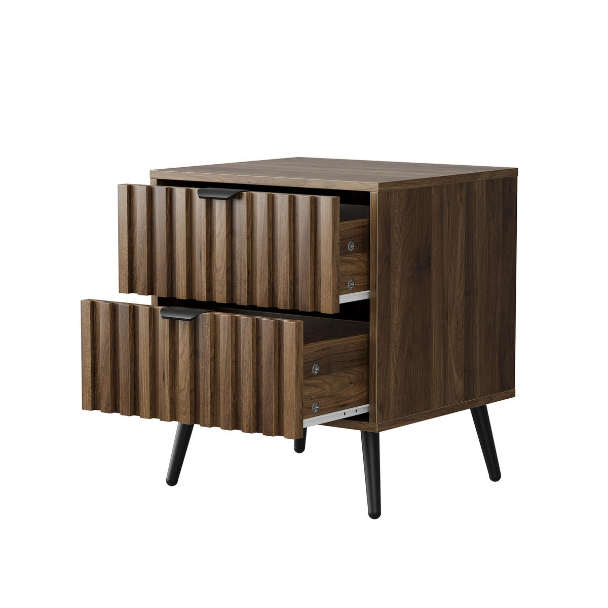 NACHTTISCH aus MDF mit 2 Schubladen, Metallgestell, 45/40/53 cm, Walnuss - Walnussfarben, Holzwerkstoff (40/53/45cm) - Redom