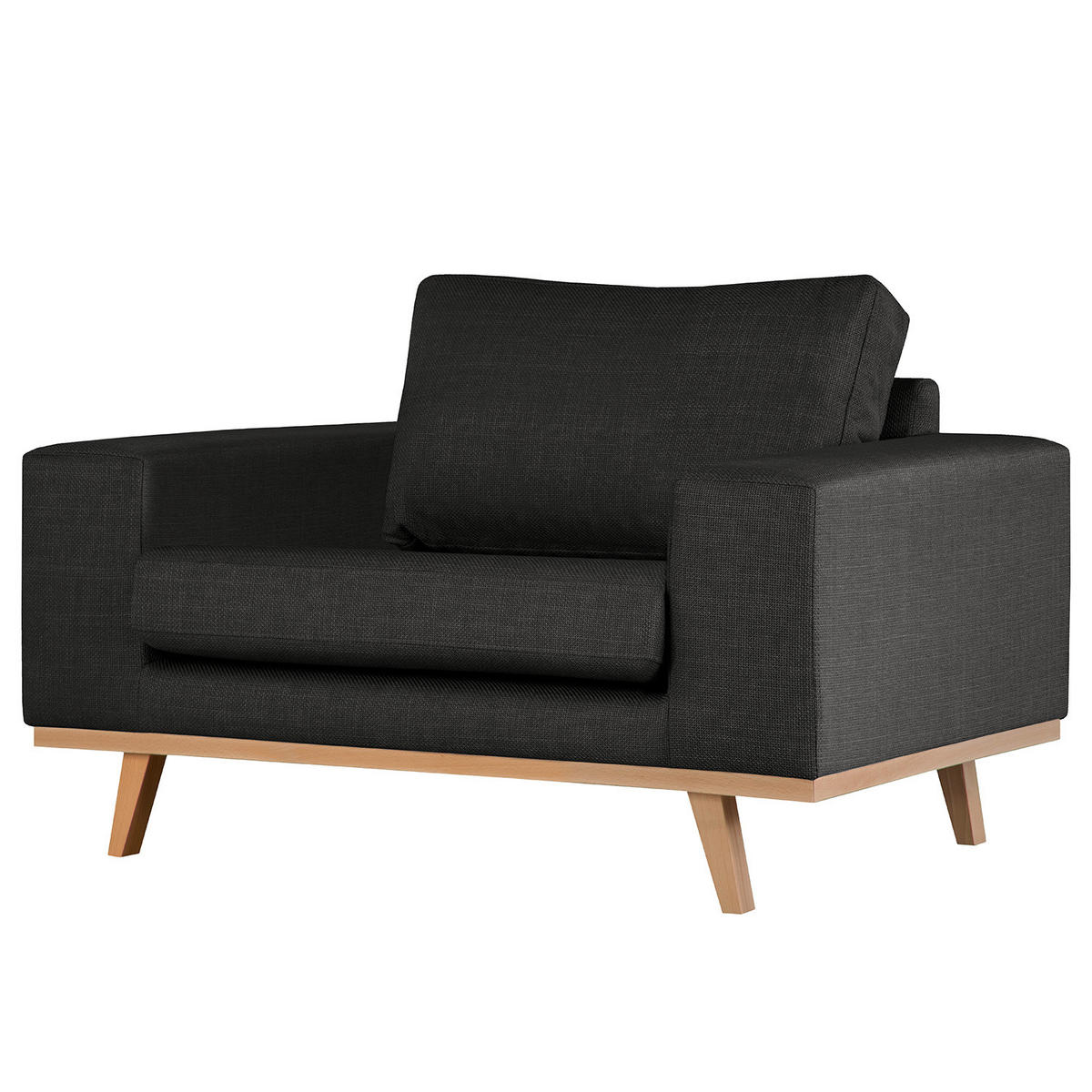 SESSEL - Buchefarben/Schwarz, Textil (122/81/88cm) - home24