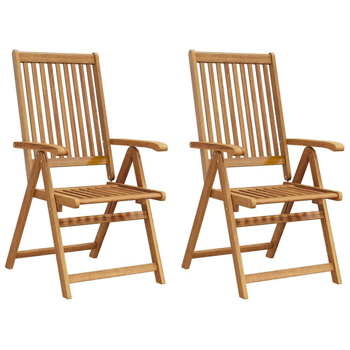 GARTENSTÜHLE 2er Set Klappbar Akazie Massivholz Braun - Naturfarben, Holz (69/111/57cm) - vidaXL
