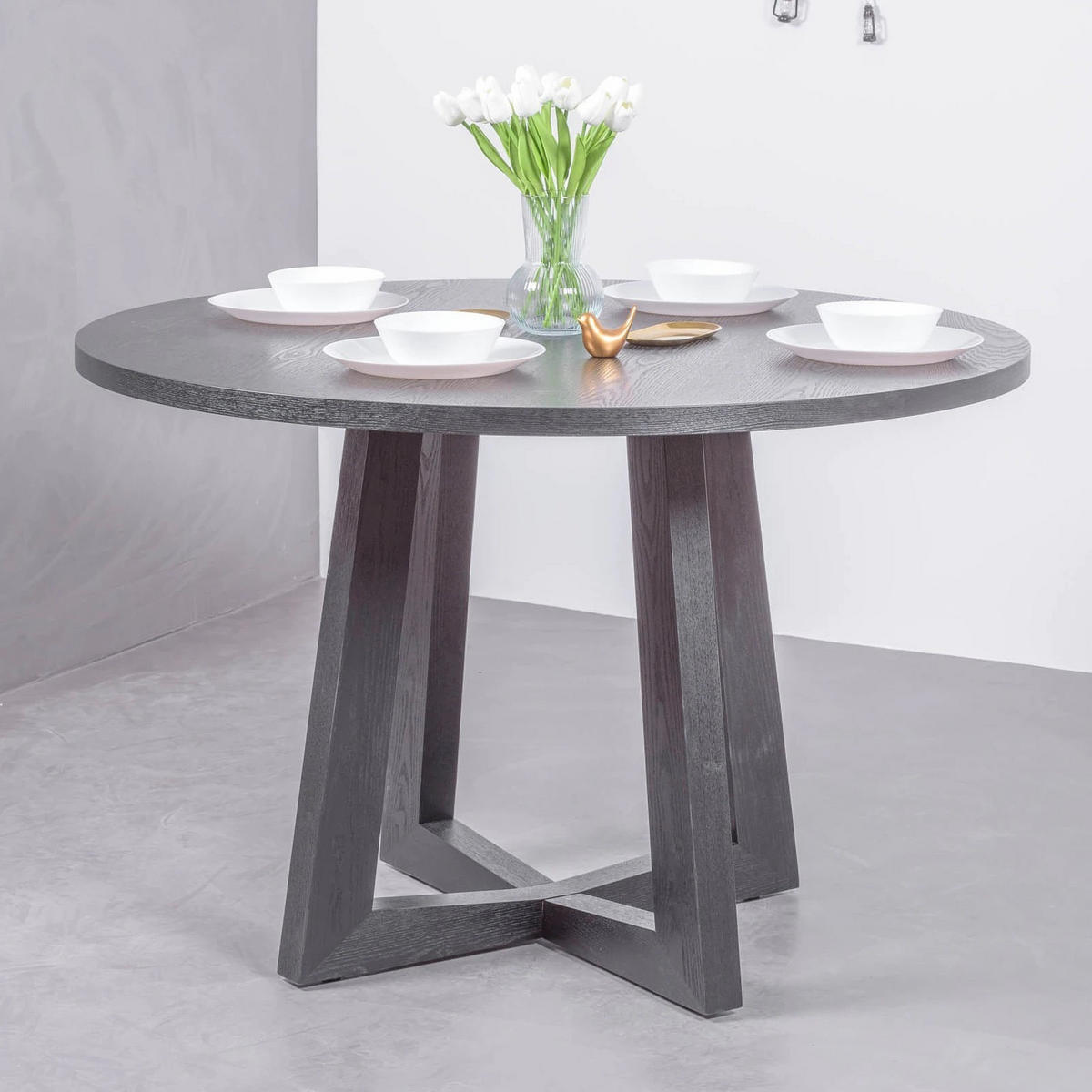ESSTISCH Rund Schwarz 115/115/77 cm - Schwarz, Holz (115/115/77cm) - Nest Dream