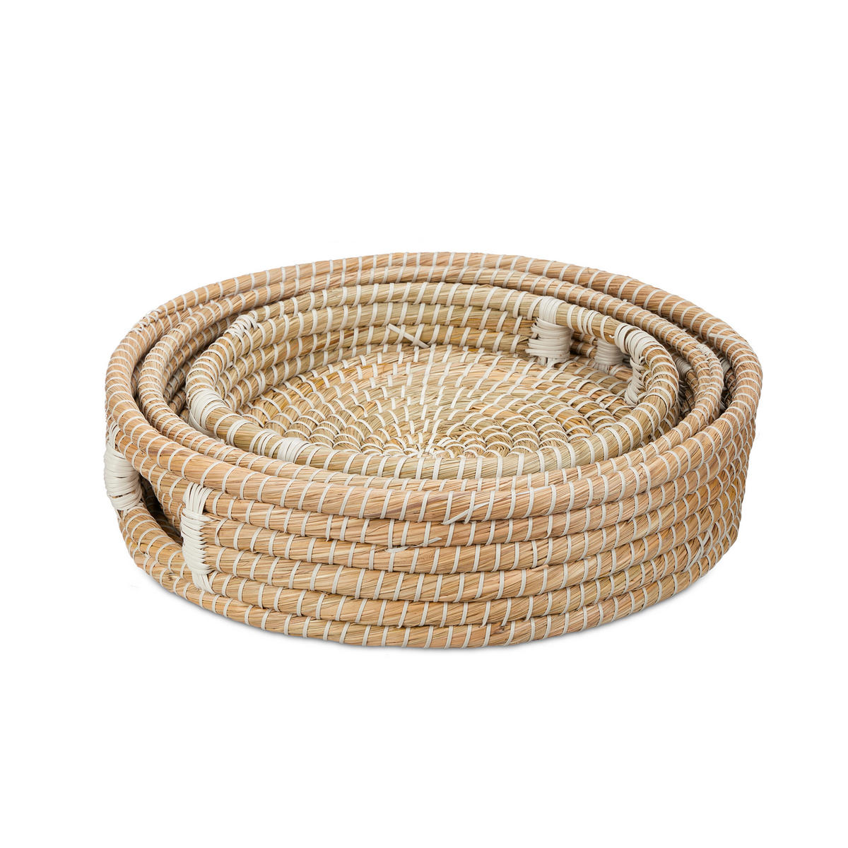 3xSERVIERTABLETT - Hellbraun, Kunststoff/Textil (43/11/43cm) - Relaxdays