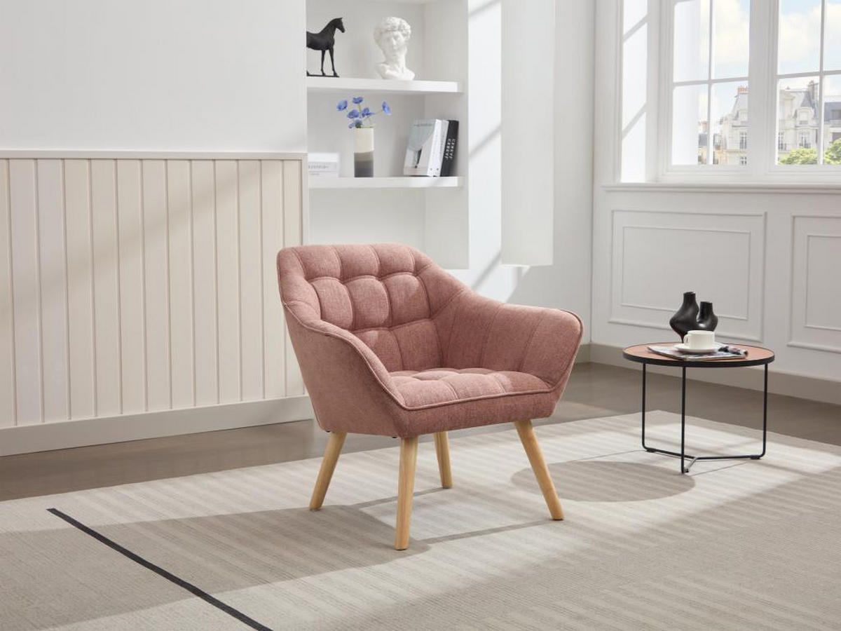 SESSEL - melierter Stoff - Rosa - CASERTA - Pink, Textil (73/77/82cm) - Vente-Unique